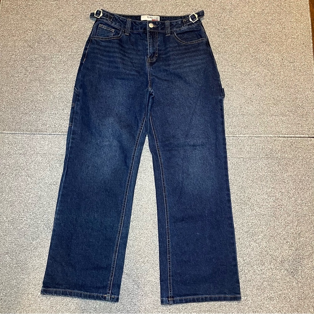 Love Cult Carpenter Denim Jeans Womens Size 9 Blue Y2K Skater Adjustable Waist